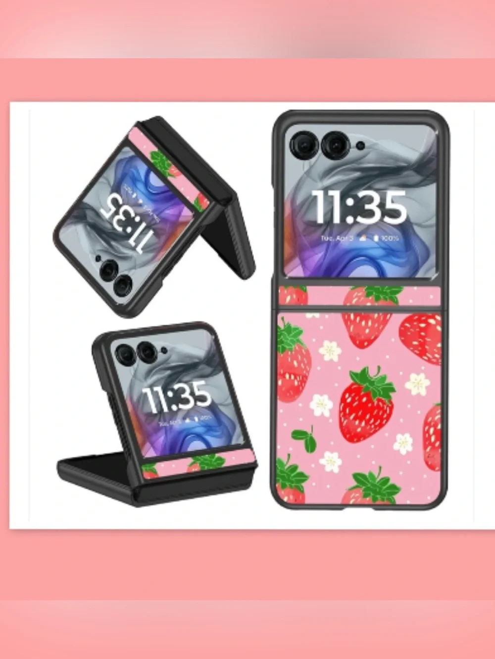 Moto Razr 50/Razr 2024/2025 Phone Case, Pink Strawberry